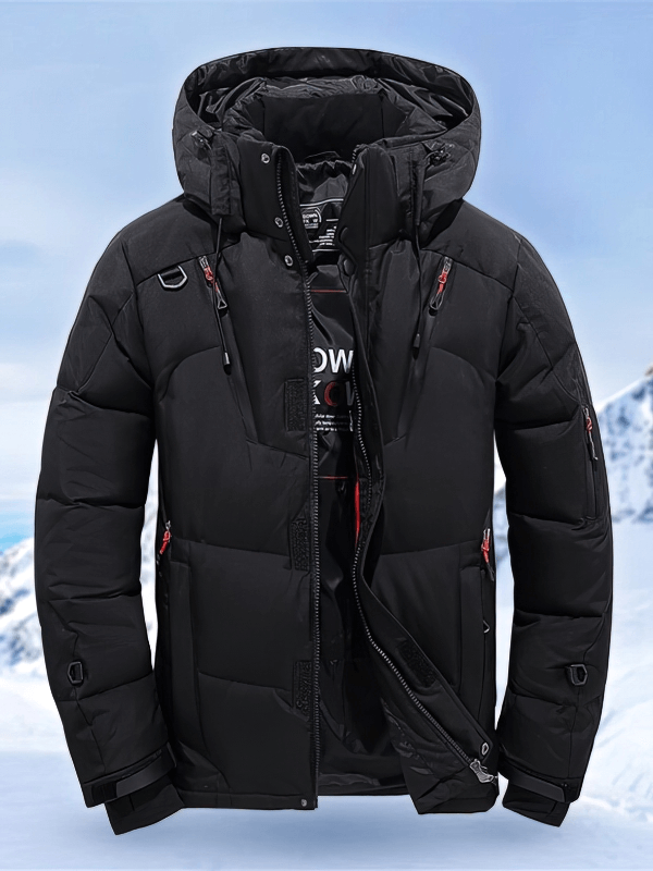 Stylish Down Insulated Men's Jacket with hood and zippered pockets, perfect for cold weather, 80% down content - Model SF0868
